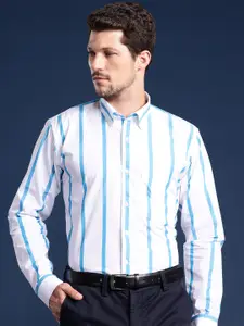 Hancock Men Striped Slim Fit Pure Cotton Formal Shirt