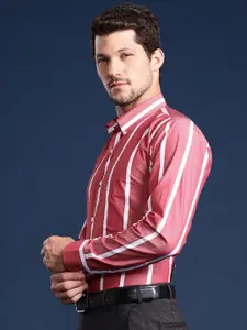 Hancock Men Striped Slim Fit Pure Cotton Formal Shirt