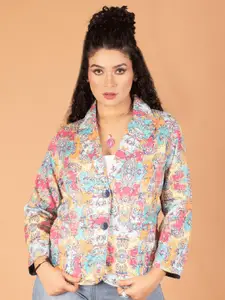 Boholyfe Ethnic Printed Notched Lapel Single Breasted Casual Blazer