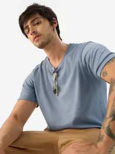 The Souled Store Round Neck Short Sleeves Supima Cotton Casual T-shirt