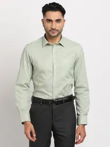 Turtle Classic Slim Fit Printed Spread Collar Long Sleeves Cotton Formal Shirt