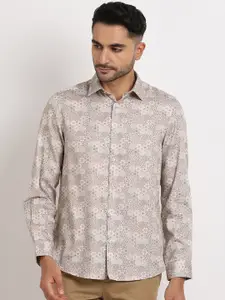 Turtle Premium Slim Fit Printed Spread Collar Long Sleeves Cotton Party Shirt