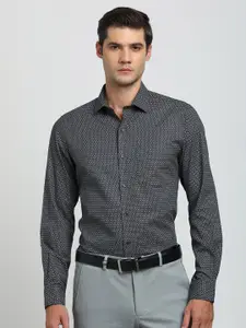 Turtle Classic Slim Fit Printed Spread Collar Long Sleeves Cotton Formal Shirt