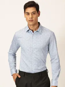 Thomas Scott Premium Slim Fit Floral Printed Cutaway Collar Cotton Formal Shirt