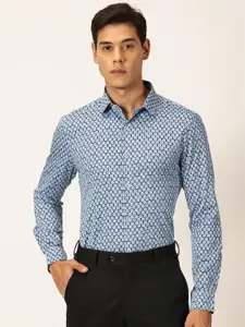 Thomas Scott Premium Slim Fit Geometric Printed Cotton Formal Shirt