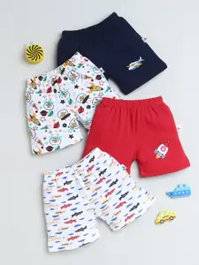 BUMZEE Boys Pack Of 4 Mid-Rise Cotton Shorts