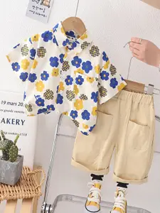 INCLUD Boys Floral Printed Shirt With Shorts