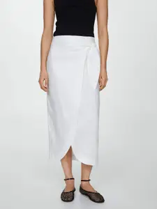 MANGO Linen Cross-Over Tie-Up Sarong Style Skirt