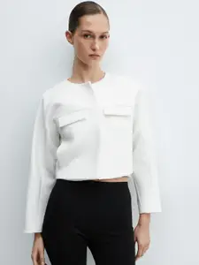 MANGO Collarless Tailored Blazer