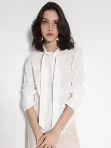 RAREISM Comfort Floral Printed Tie Up Collar Cotton Casual Shirt