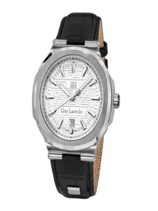 Guy Laroche Men Embellished Dial & Leather Textured Straps Analogue Watch GLWGA0000301