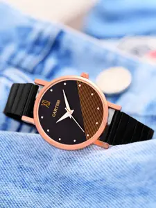 Sandy D Carter Women Embellished Dial Analogue Watch SDC24-53-RG-BK