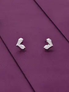 KAI JEWEL 925 Sterling Silver Rhodium-Plated Cubic Zirconia Heart Shaped Studs Earrings