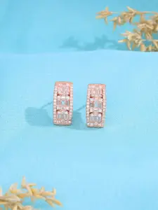 KAI JEWEL Cubic Zirconia Rose Gold Plated Sterling Silver Studs Earrings
