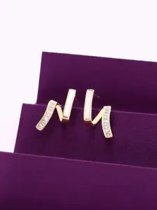 KAI JEWEL 92.5 Sterling Silver Rhodium-Plated Cubic Zirconia Studded Studs Earrings