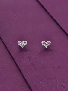 KAI JEWEL 92.5 Sterling Silver Rhodium-Plated Cubic Zirconia Studded Studs Earrings