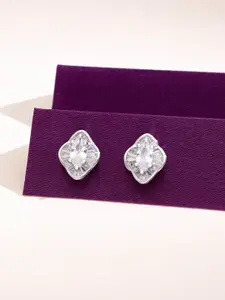 KAI JEWEL 925 Sterling Silver Rhodium-Plated Cubic Zirconia Studs Earrings