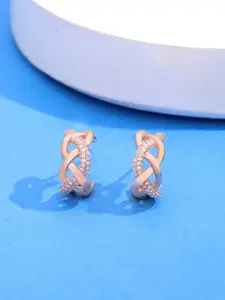 KAI JEWEL Cubic Zirconia Rose Gold Plated Sterling Silver Studs Earrings