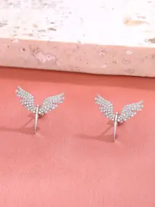 KAI JEWEL Cubic Zirconia Rhodium Plated Sterling Silver Studs Earrings