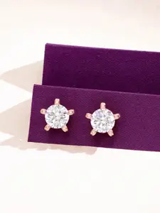 KAI JEWEL 92.5 Sterling Silver Rhodium-Plated Cubic Zirconia Contemporary Stud Earrings