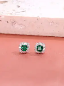 KAI JEWEL 925 Sterling Silver Cubic Zirconia Studded Contemporary Studs Earrings