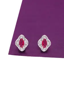 KAI JEWEL 925 Sterling Silver Rhodium-Plated Cubic Zirconia Studs Earrings