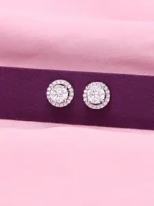 KAI JEWEL Rhodium-Plated 92.5 Sterling Silver Circular Studs Earrings