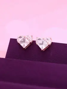 KAI JEWEL Cubic Zirconia Rose Gold Plated Sterling Silver Studs Earrings