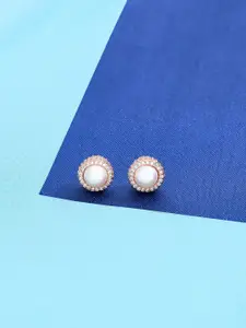 KAI JEWEL Rhodium-Plated 92.5 Sterling Silver Circular Studs Earrings