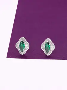 KAI JEWEL Rhodium-Plated 92.5 Sterling Silver Contemporary Studs Earrings