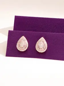 KAI JEWEL Cubic Zirconia Rose Gold Plated Sterling Silver Studs Earrings