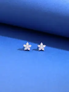 KAI JEWEL 925 Sterling Silver Rhodium-Plated Cubic Zirconia Studs Earrings