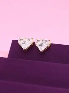 KAI JEWEL Cubic Zirconia Gold Plated Sterling Silver Studs Earrings