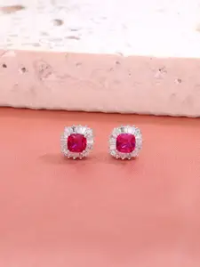 KAI JEWEL Rhodium-Plated 92.5 Sterling Silver Contemporary Studs Earrings