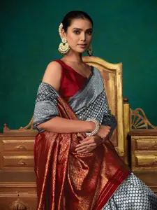 Sangria Woven-Designed Silk Blend Banarasi Saree
