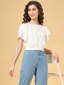 People Flutter Sleeves Blouson Top