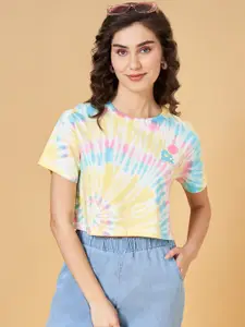 People Printed Cotton Boxy Crop Top