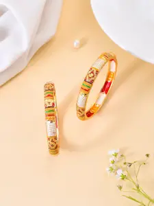 Silvermerc Designs Set Of 2 Gold-Plated Kundan Studded Bangles