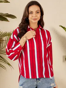 RARE Striped Spread Collar Long Sleeves Casual Shirt