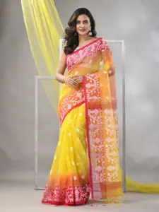 Charukriti Woven Design Pure Silk Jamdani Saree