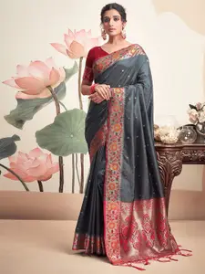 Satrani Woven Design Zari Silk Blend Banarasi Saree