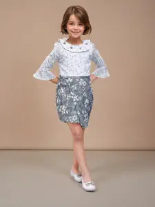 Toonyport Girls Floral Bell Sleeve A-Line Dress