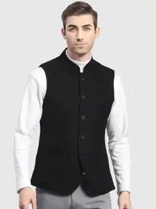 BAESD Woven Mandarin Collar Nehru Jacket