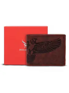 REDHORNS Men Animal Printed Embellished Leather Two Fold Wallet