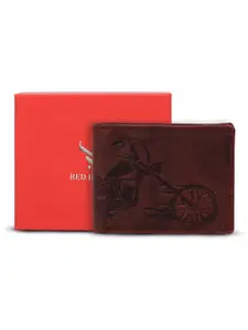 REDHORNS Men Printed Embellished Leather Two Fold Wallet