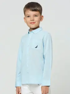 Nautica Boys Premium Spread Collar Cotton Opaque Casual Shirt