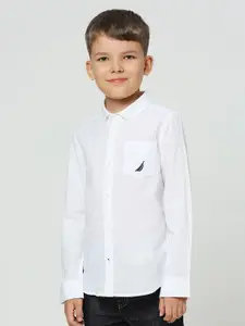 Nautica Boys Premium Spread Collar Cotton Opaque Casual Shirt