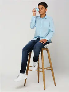 Nautica Boys Premium Spread Collar Cotton Opaque Casual Shirt