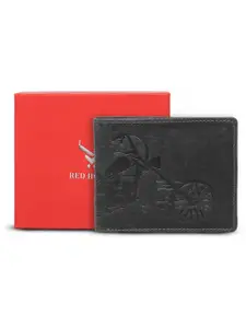 REDHORNS Men Printed Embellished Leather Two Fold Wallet