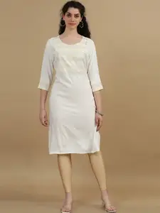 Marcia Striped Yoke Design Round Neck Straight Kurta